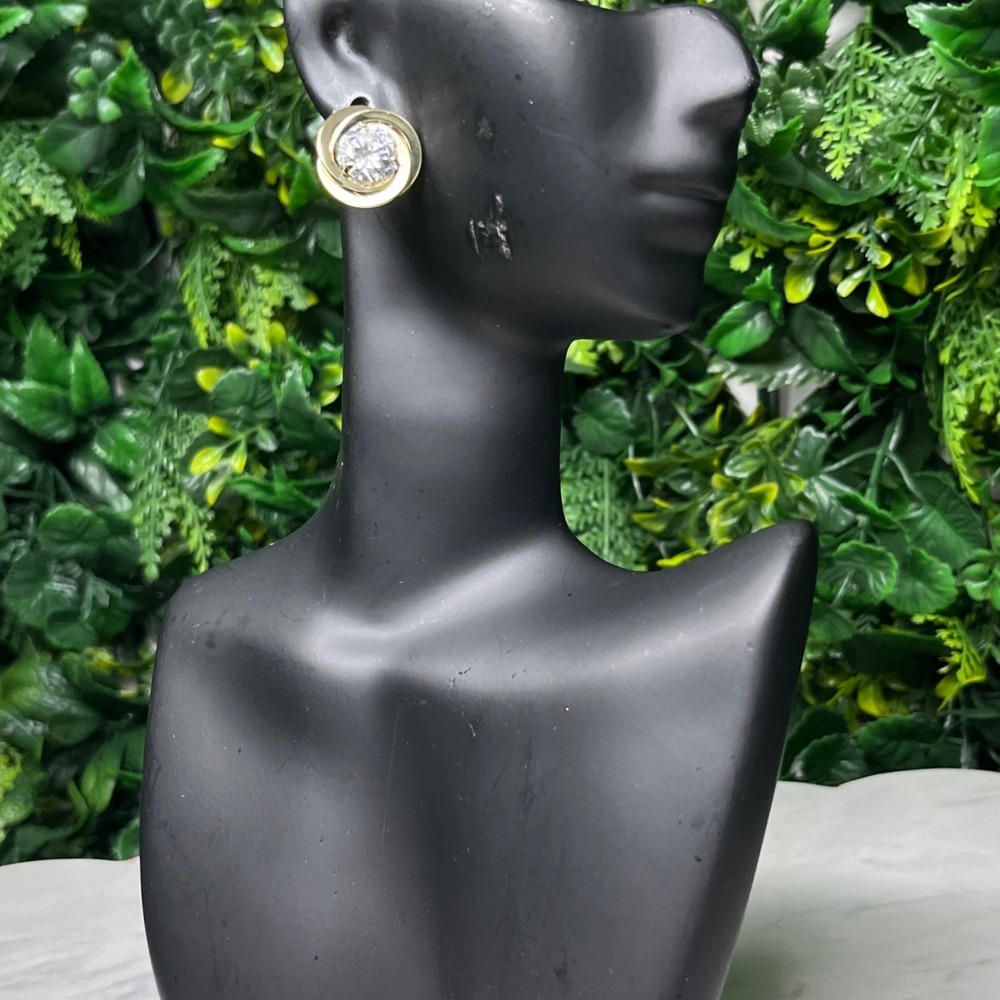 Swirl Knot Gold Tone Stud Earrings Clear Round  Minimalist Jewelry 4122